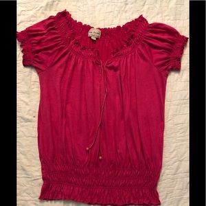 Miss Guided hot pink ruffled edges L short sleeve